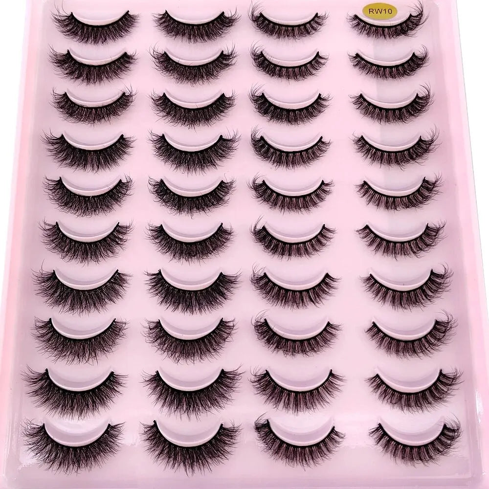 Lot 20 Paires Faux Cils Naturels 3D Vison – Extension Cils Longue Tenue | Maquillage Regard Envoûtant