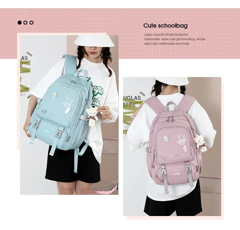 Sac À Dos Scolaire Kawaii Fille Ado – Grand Cartable Collège Lycée Laptop Voyage