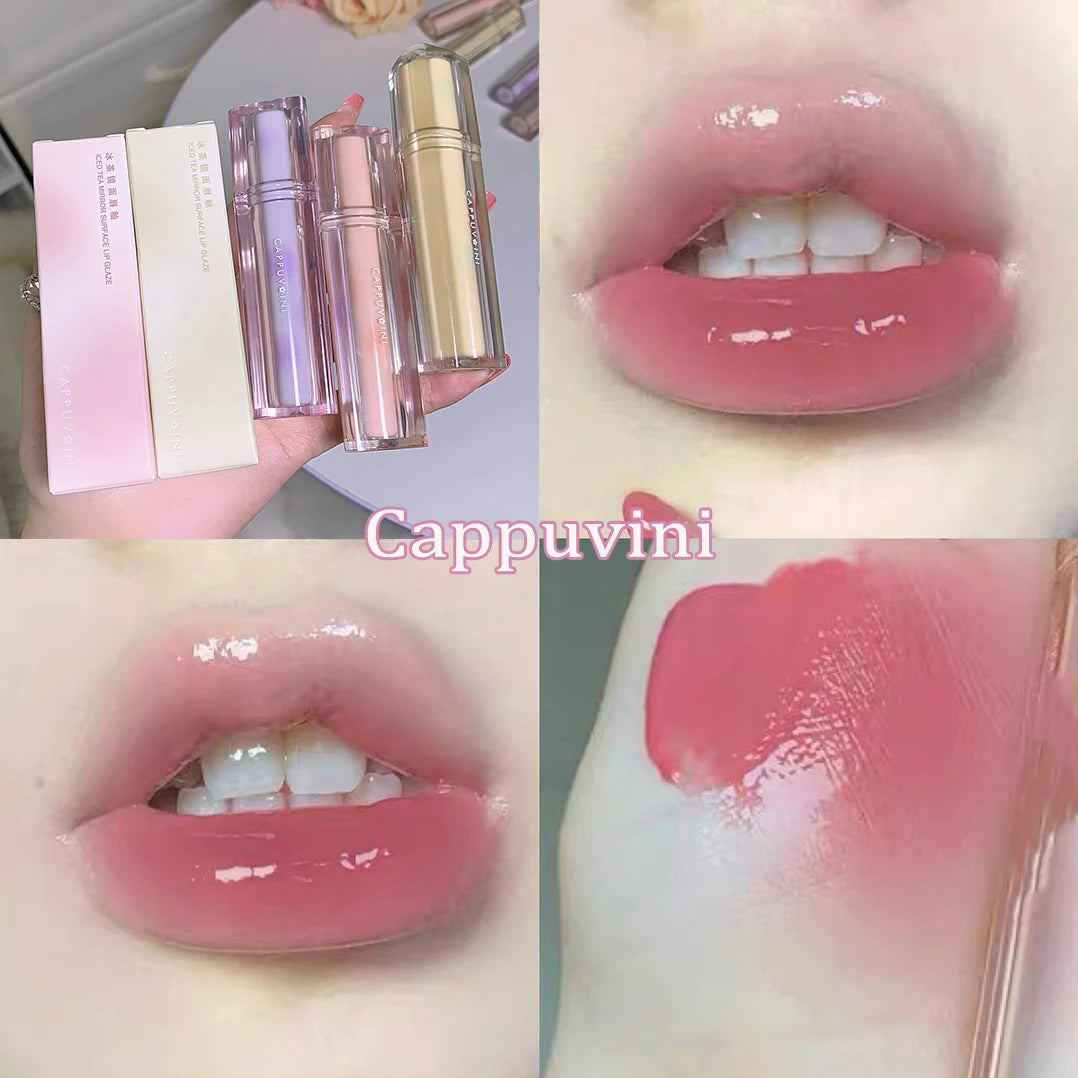 Gloss Miroir Iced Tea – Lip Glaze Jelly Transparent Waterproof | Rouge à Lèvres Liquide Effet Glacé