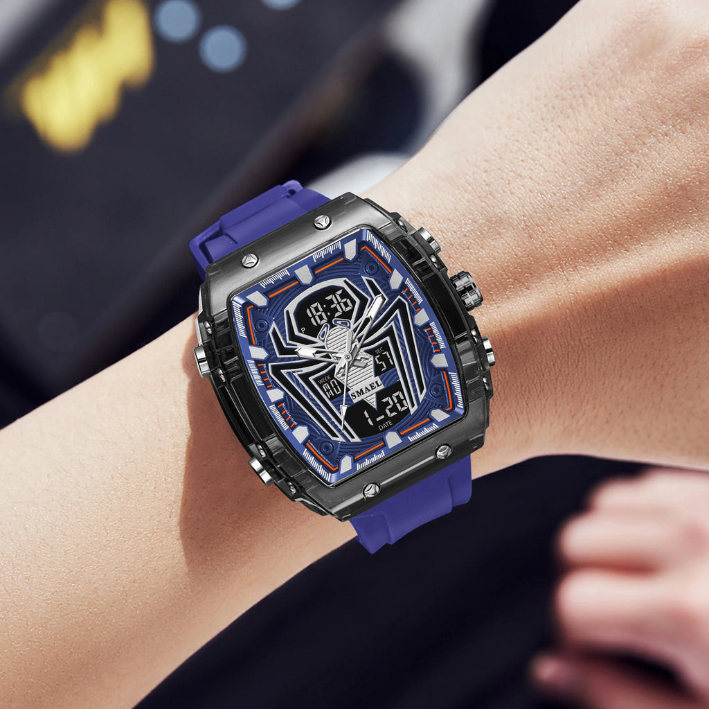 Montre Homme Digital Rectangle 8116 Double Fuseau – Sport Étanche 50M Électronique 2025
