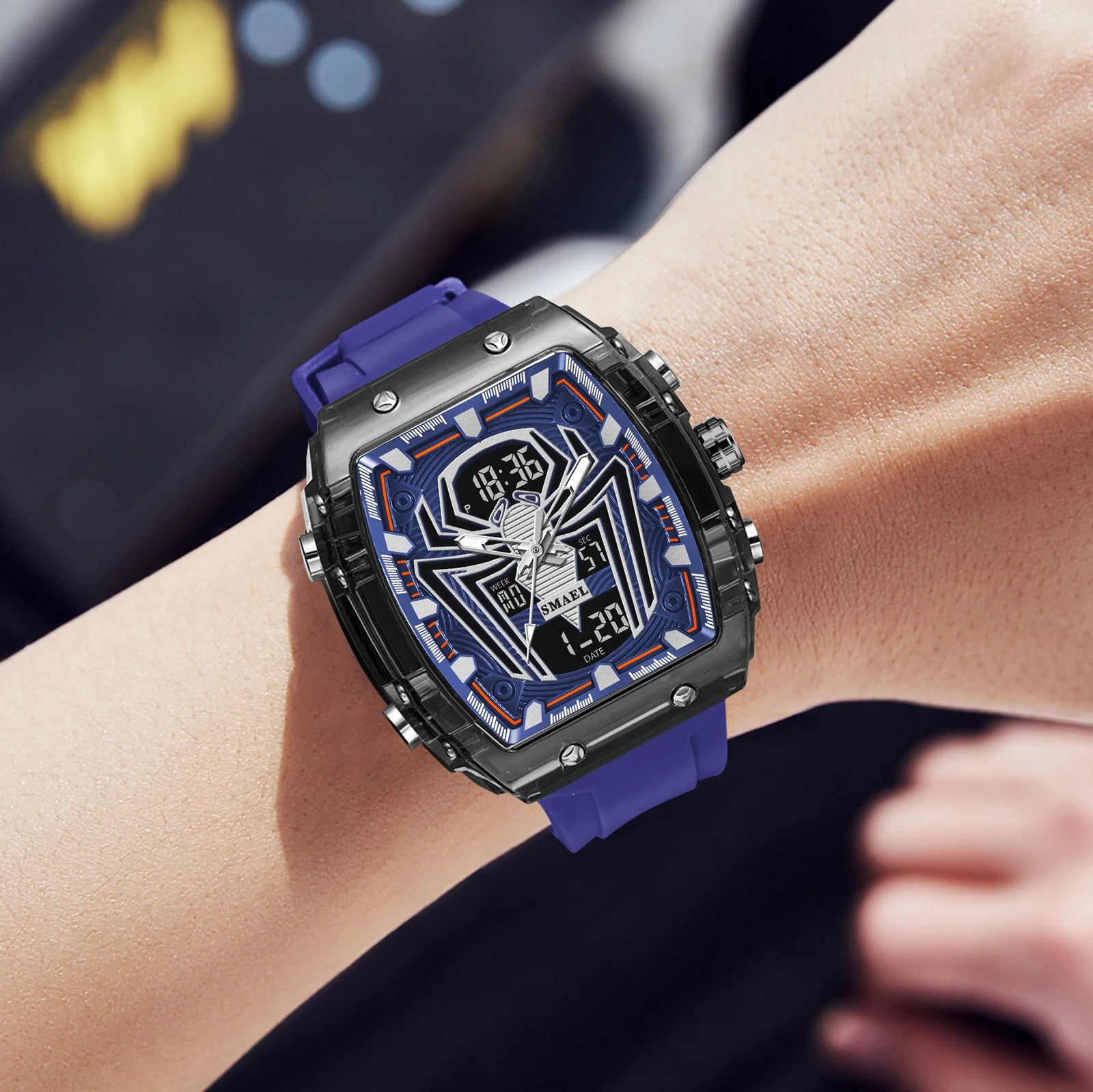 Montre Homme Digital Rectangle 8116 Double Fuseau – Sport Étanche 50M Électronique 2025