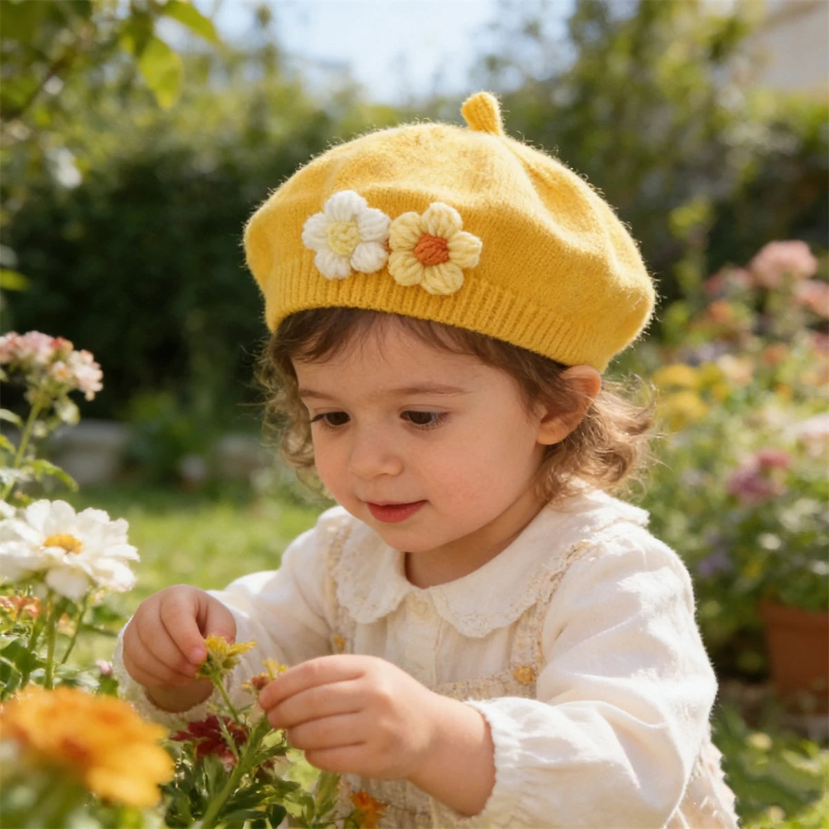Béret Tricoté Enfant Couleur Unie – Bonnet Peintre Chaud Automne Hiver Fille Garçon Tendance