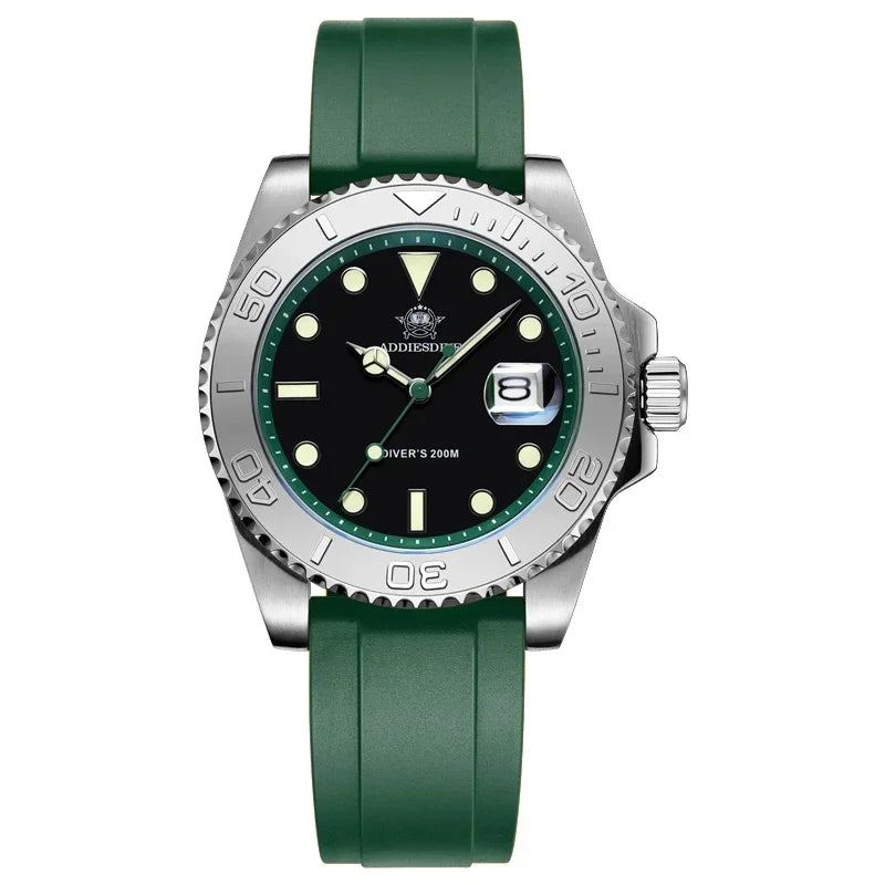 Montre Homme ADDIESDIVE AD2040 Quartz Plongée 41mm – Super Lumineuse 200M Caoutchouc Calendrier
