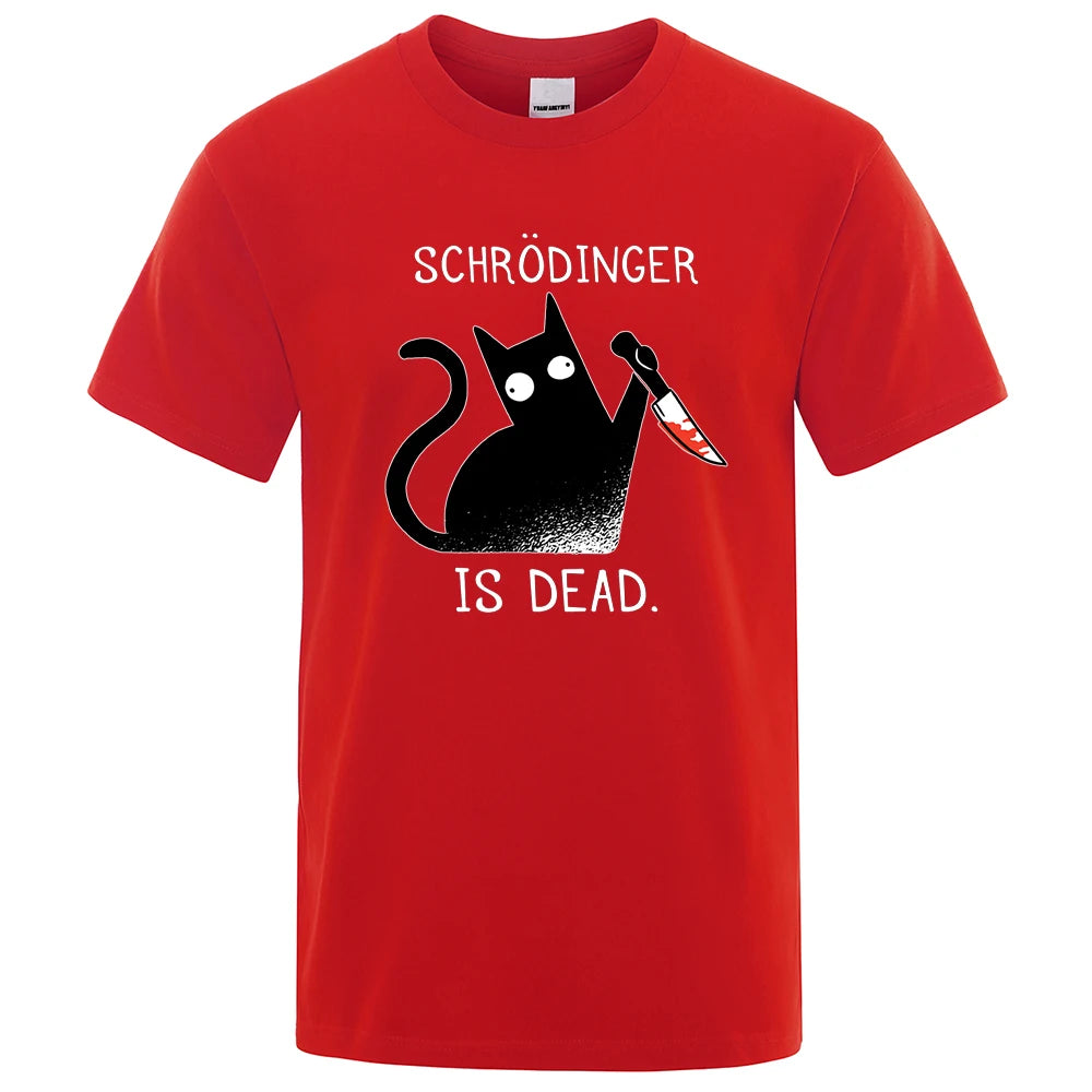 T-Shirt Homme Chat Noir Schrödinger Humour Science Coton Doux Oversize Manches Courtes Streetwear Pop Culture Geek Tendance Confortable – T-Shirt Geek Premium Chat Schrödinger Oversize | Mode Homme Pop Culture Geek Premium