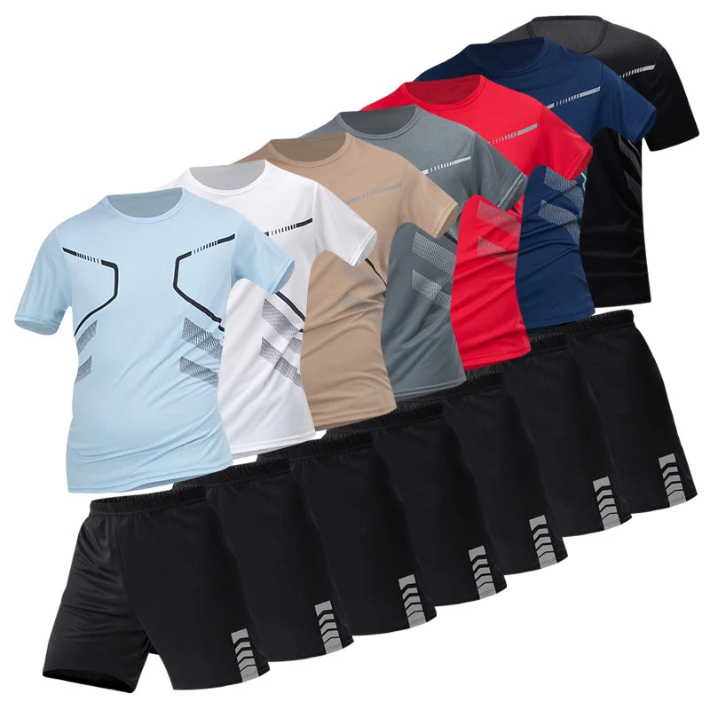 Ensemble Sport Homme Séchage Rapide Grande Taille T-Shirt + Short Lot 2/4/6 Pièces Loisirs Running Fitness Casual Ado – Pack Sport Économique | Mode Homme Sport Premium