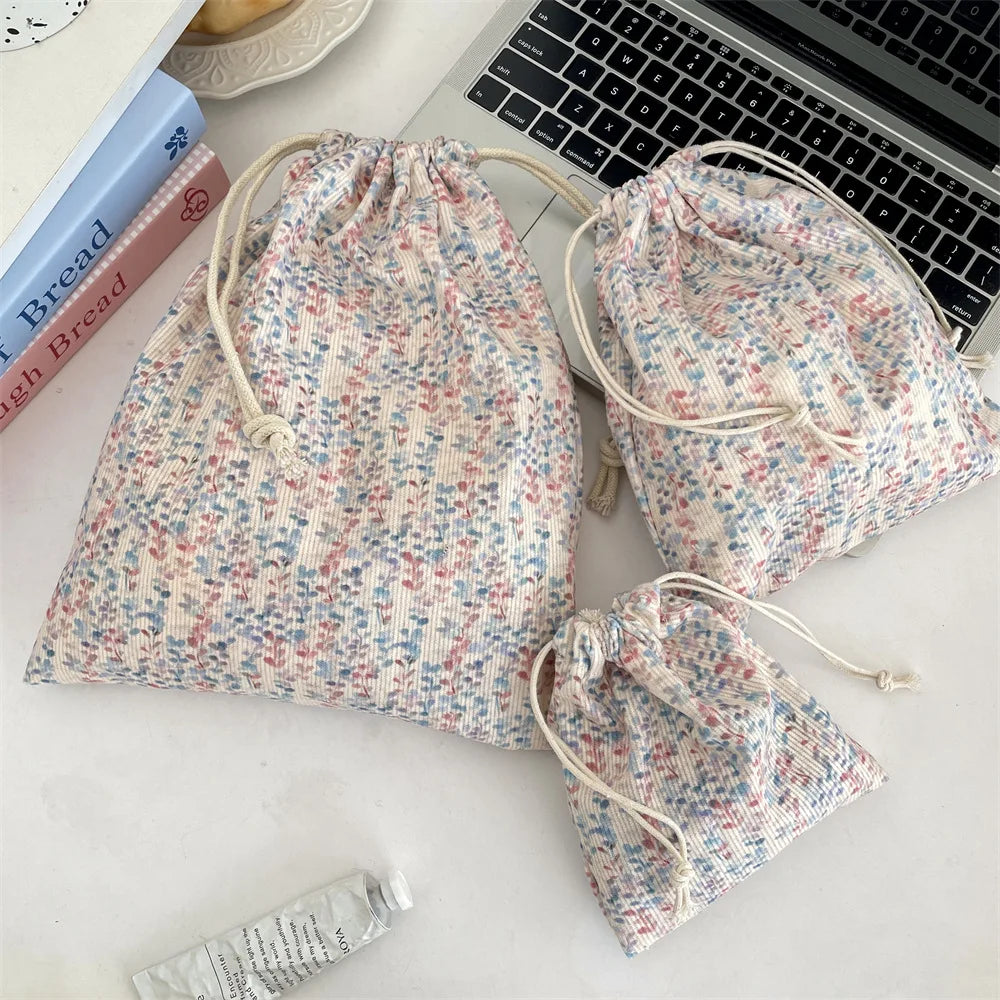 Trousse Maquillage Kawaii Florale - Pochette Cosmétiques & Voyage Cordon