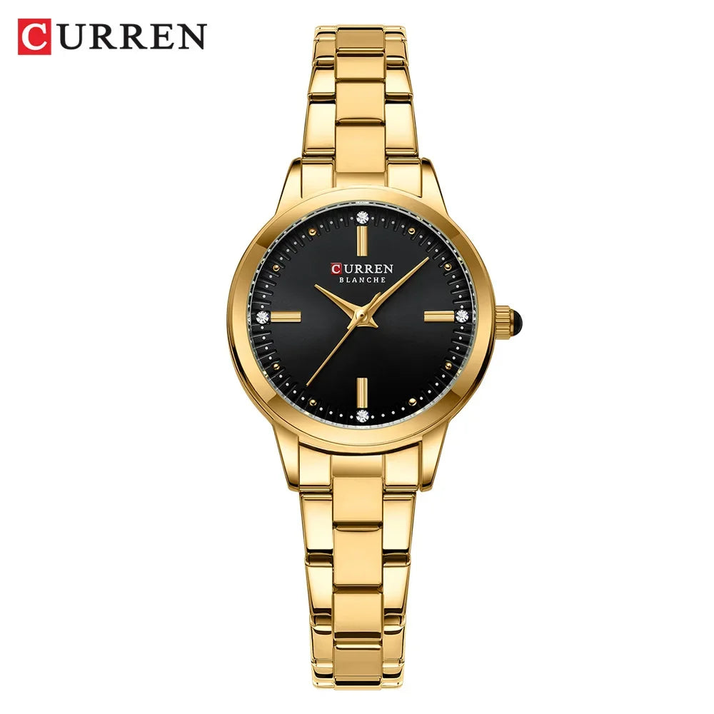 Montre Femme Luxe CURREN Dorée Quartz Acier Inoxydable – Étanche Élégante Minimaliste