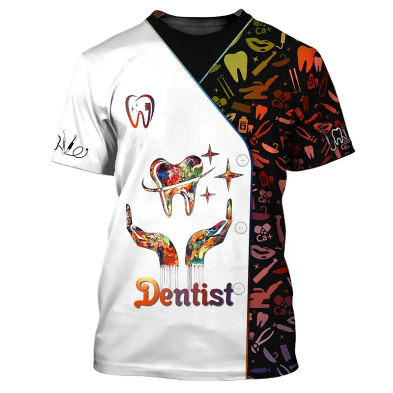 T-Shirt Dentiste Funny Cosplay Unisexe – Design Dent Mignon Col Rond Oversize Respirant Homme & Femme | Humour & Cadeau