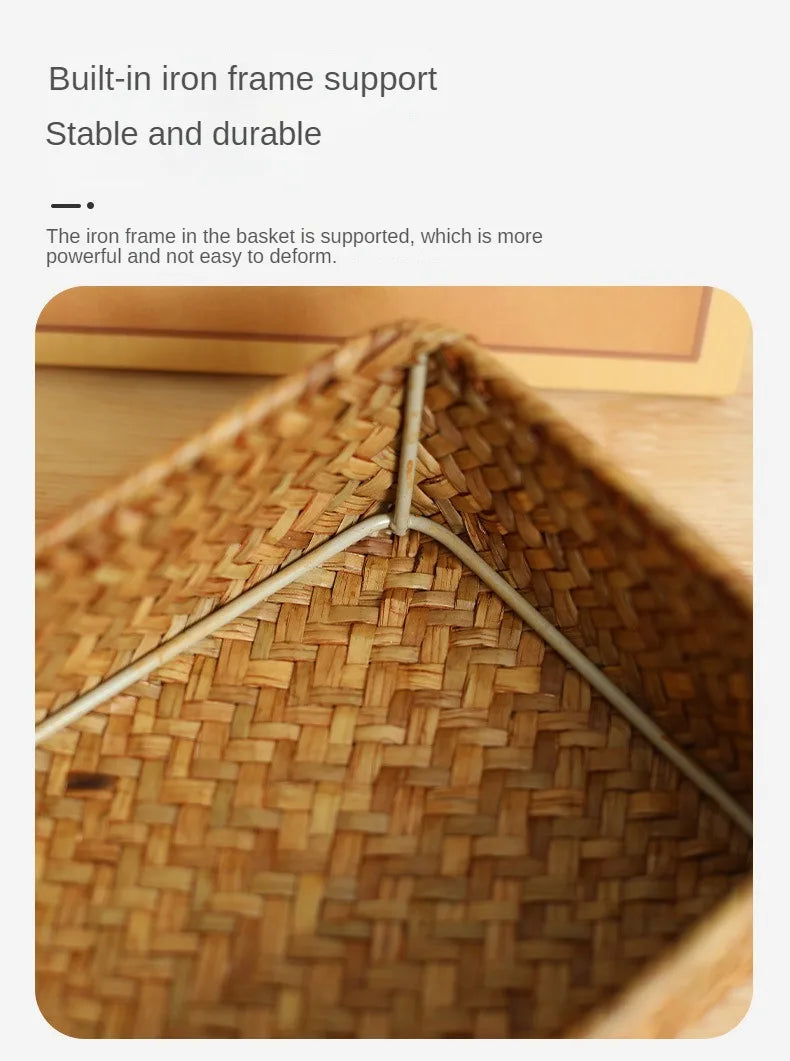 Panier Tressé Algues Rangement Bureau & Salon – Skincare, Télécommande, Clés & Cosmétiques | Déco Naturelle