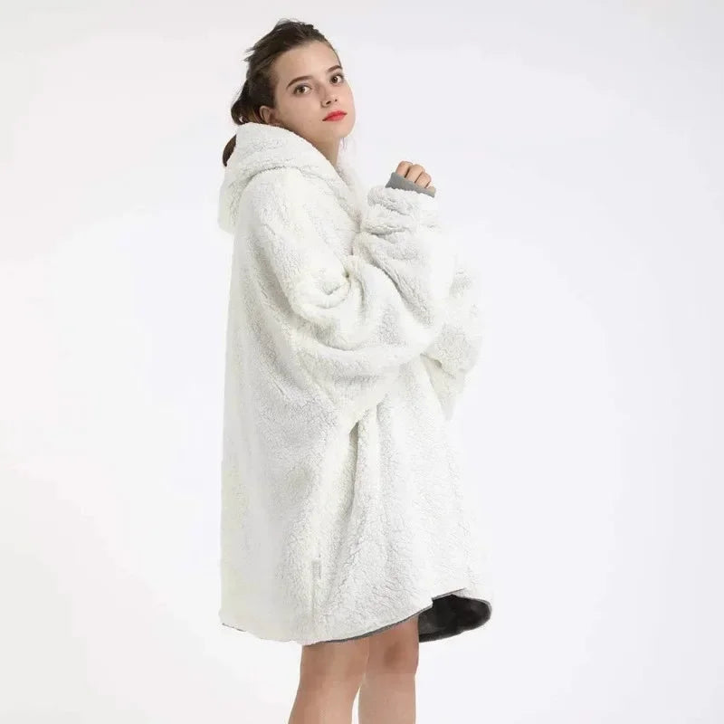 Hoodie Couverture Oversize Zip Avant – Polaire Deluxe Manches Confortables Poche Profonde Hiver