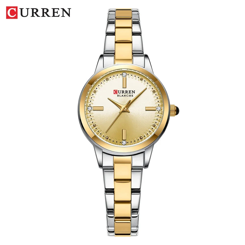 Montre Femme Luxe CURREN Dorée Quartz Acier Inoxydable – Étanche Élégante Minimaliste