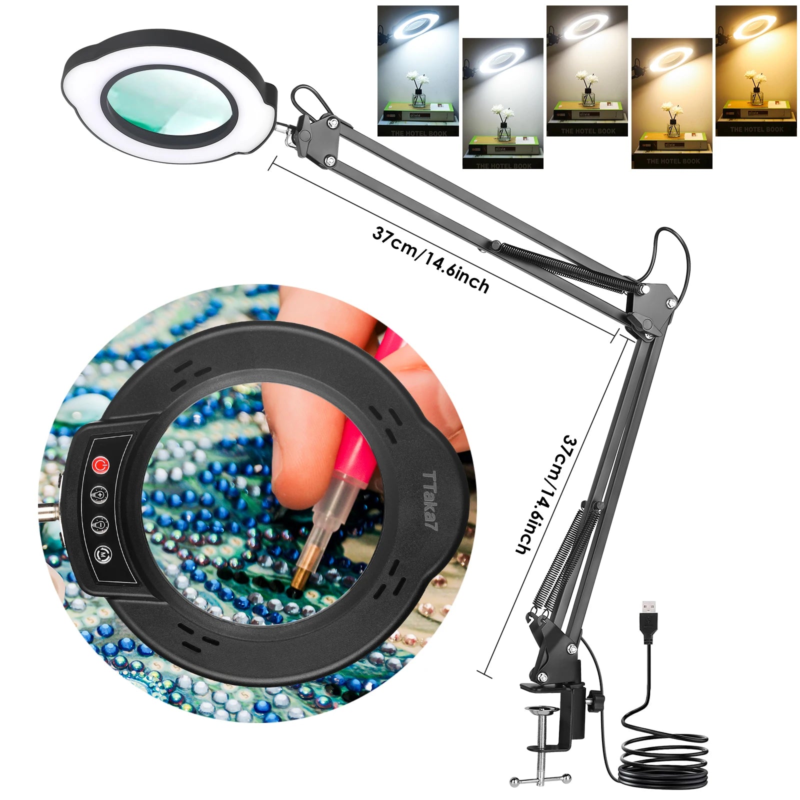 Loupe Lumineuse 72 LED USB 8X/10X – 3 Couleurs LED | Soin Beauté, Esthétique & Atelier | Lampe Loupe Professionnelle