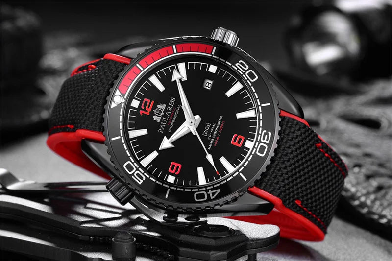 Herrenarmbanduhr Automatik Mechanisch Luxus – Gummiarmband Leuchtend Wasserdicht Kalender