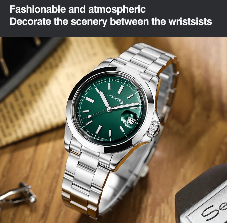 Montre Homme SINOBI Quartz Casual Calendrier – Acier Inoxydable Design Original Cadeau