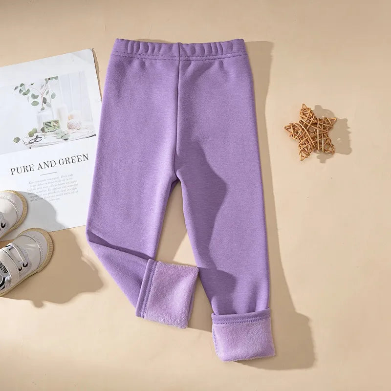 Legging Fille Hiver Polaire Épais Couleurs Bonbon – Pantalon Slim Chaud Élastique Princesse
