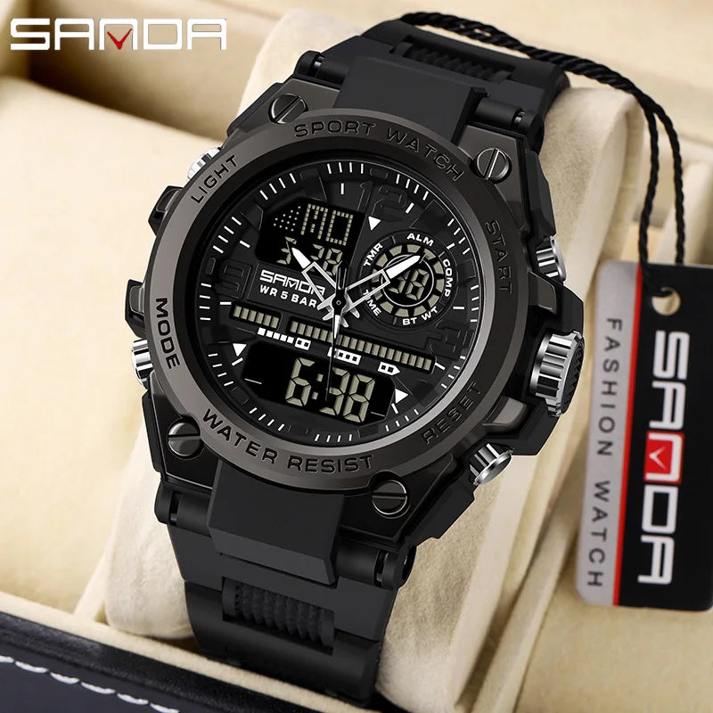 Montre Homme SANDA 6024 Militaire Sport Luxe Quartz 5ATM Étanche – Robuste & Fashion