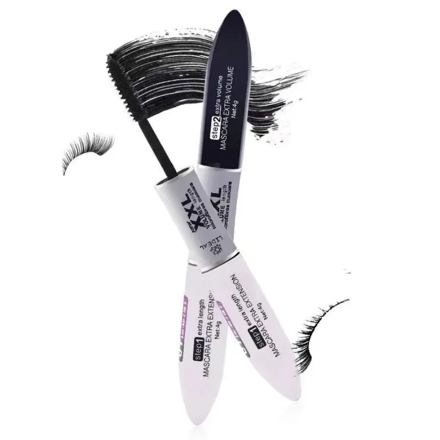 Mascara 4D Soie Fibre 2-en-1 – Allongeant & Courbant | Noir & Blanc XXL