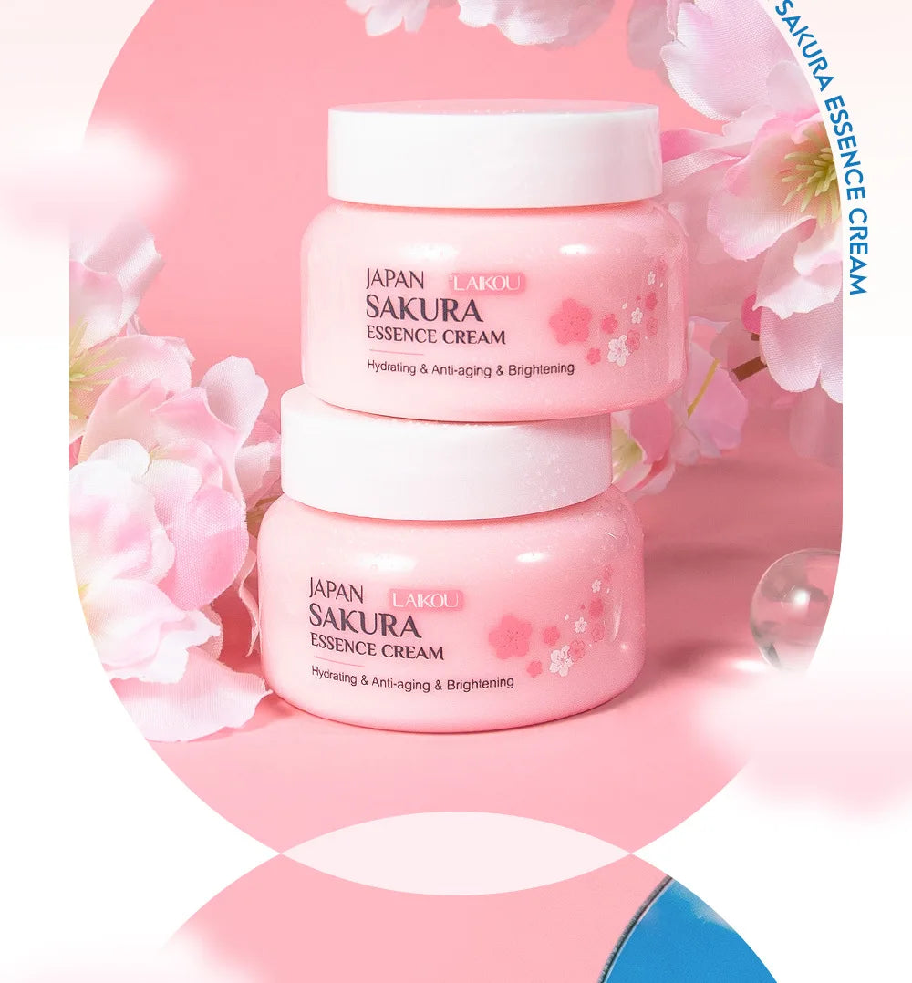 Crème Visage Sakura Laikou 60g – Fleur de Cerisier Hydratante Anti-Rides Anti-Âge Éclat