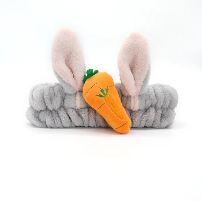 Bandeau Maquillage Oreilles de Lapin Coral Fleece – Élastique Doux | Soin Visage & Coiffure Fille