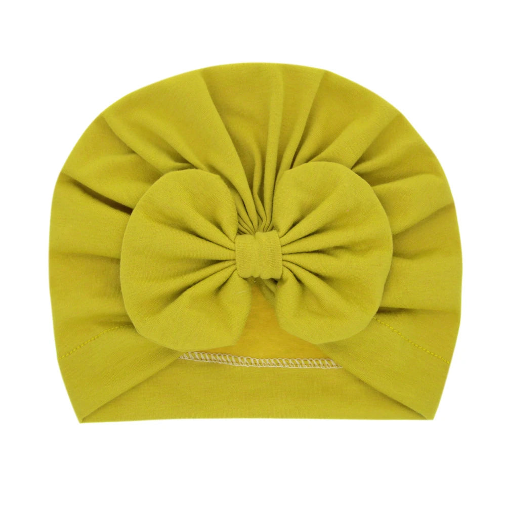 Bonnet Turban Bébé Fille Nœud Doux – Chapeau Nouveau-Né Toddler Printemps Automne