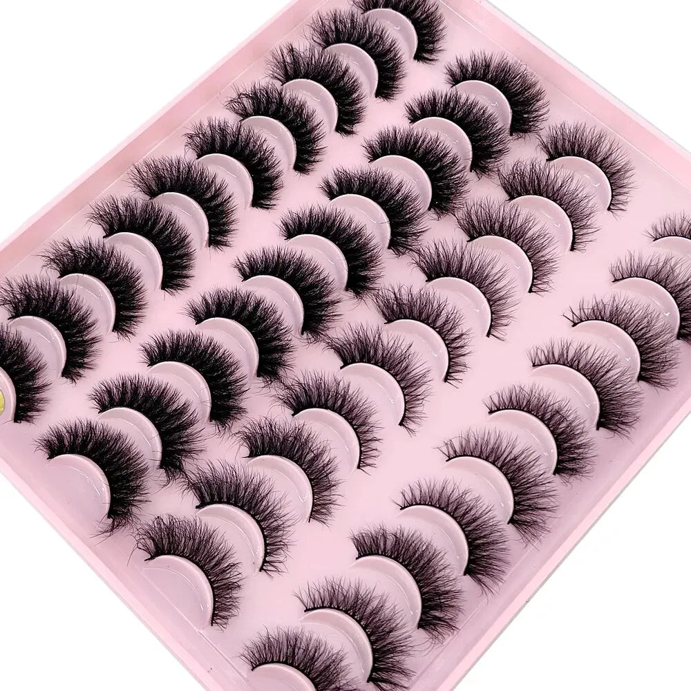 Lot 20 Paires Faux Cils Naturels 3D Vison – Extension Cils Longue Tenue | Maquillage Regard Envoûtant
