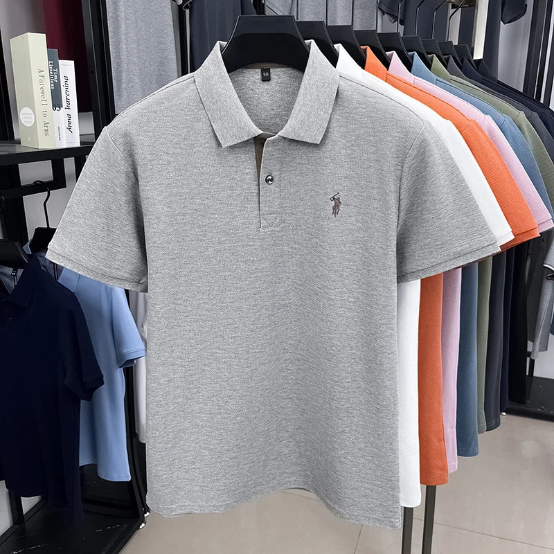 Polo Homme 100% Coton Manches Courtes Broderie Poney Élégant Golf Casual Été – Style Designer Premium | Mode Homme Luxe