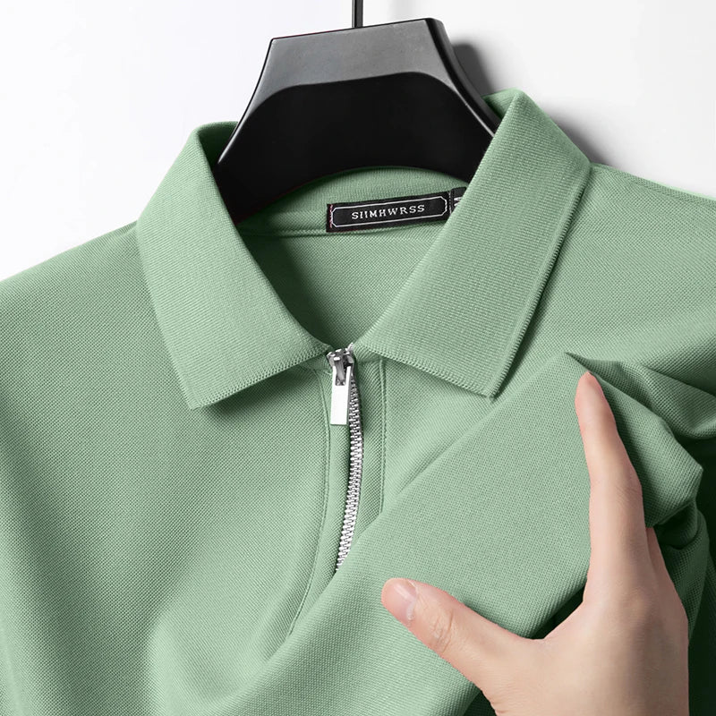 Polo Homme Été Slim Fit Col Retourné Demi-Zip Respirant Manches Courtes Couleur Unie Confortable | Mode Homme Élégant Casual