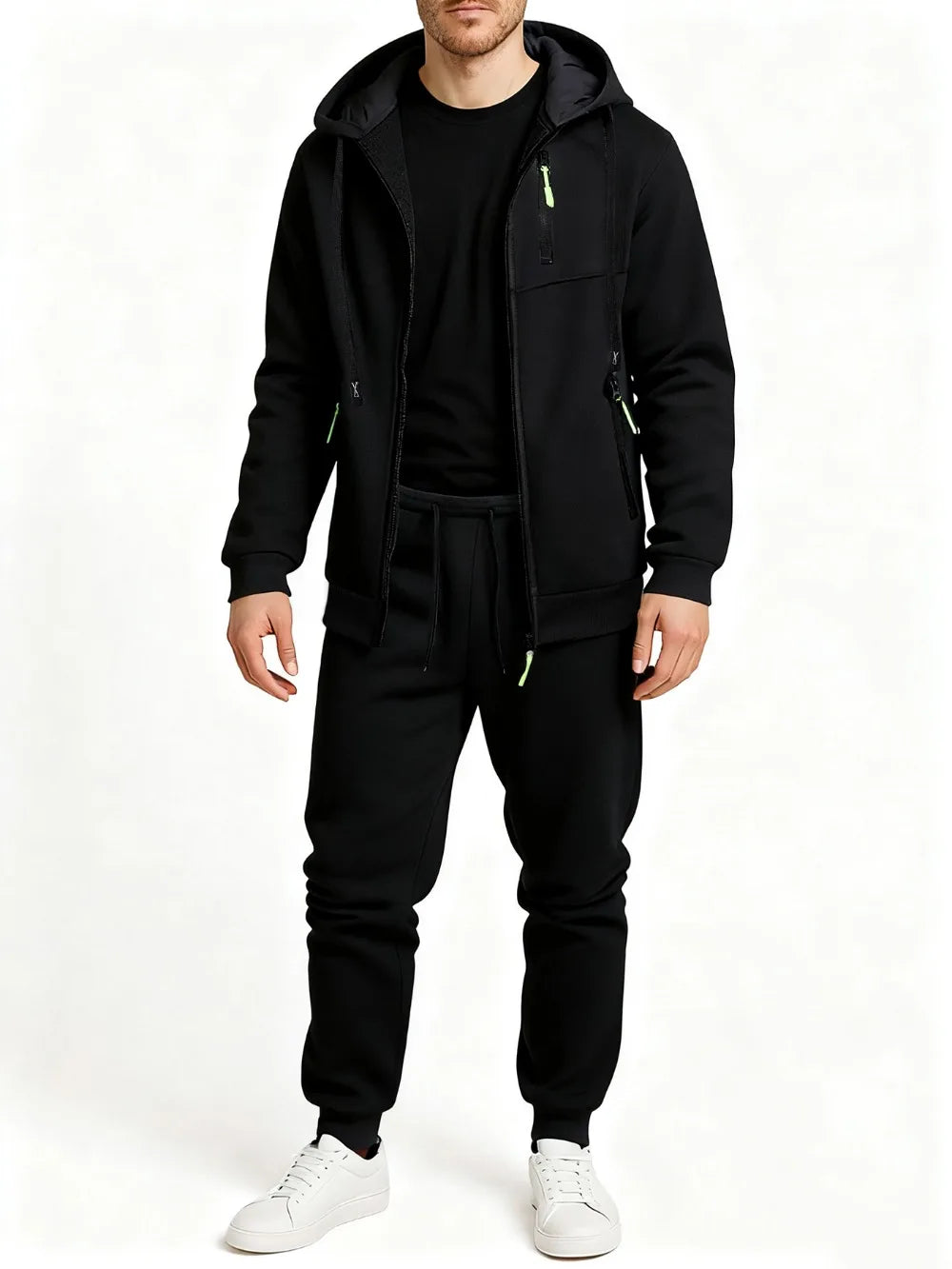 Ensemble Jogging 2 Pièces Homme Zip Capuche – Sweatshirt Pantalon Sportswear Casual Automne