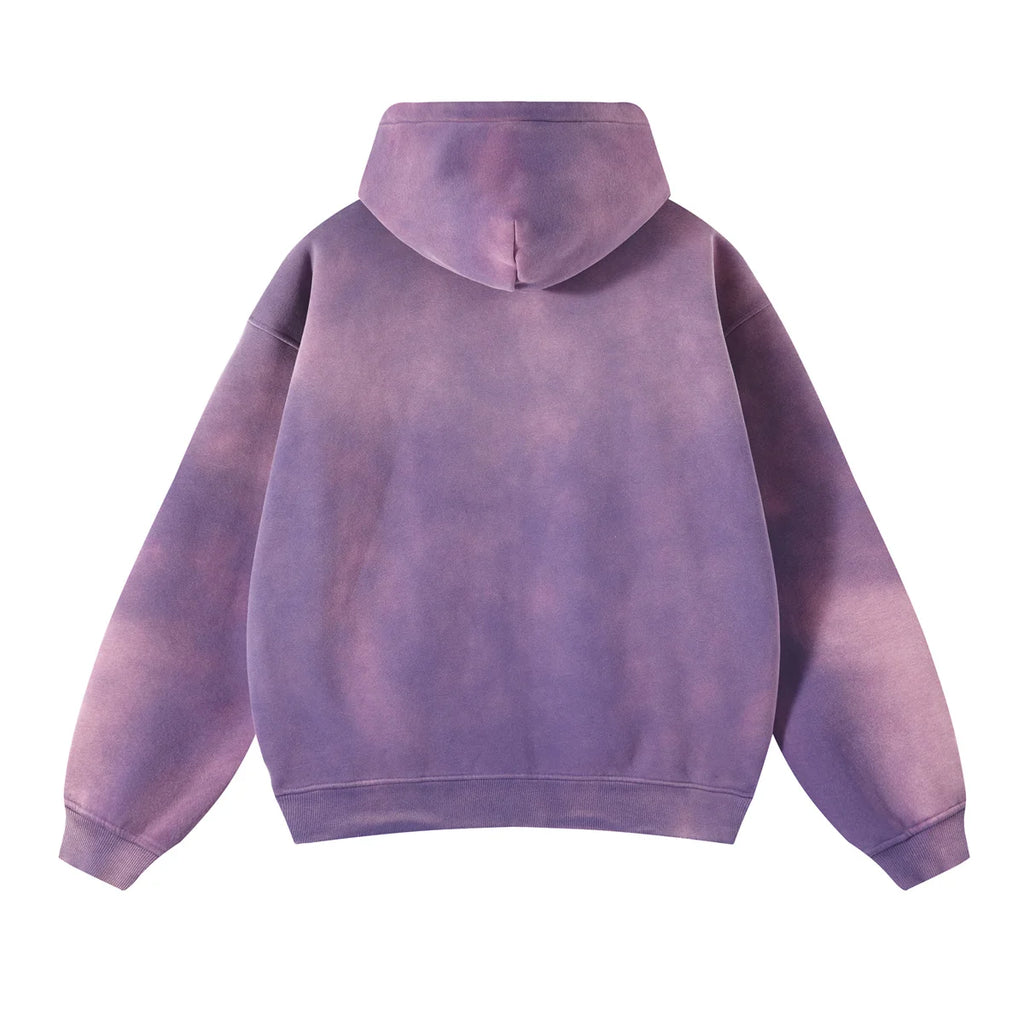 Hoodie Homme Oversize Zip Tie Dye Dégradé – Sweat Cardigan Peluche Loose Grande Taille Hiver | Mode Homme Premium