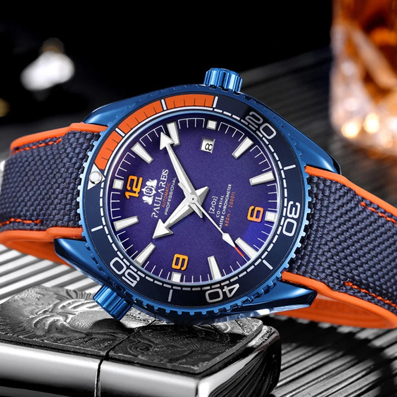 Herrenarmbanduhr Automatik Mechanisch Luxus – Gummiarmband Leuchtend Wasserdicht Kalender
