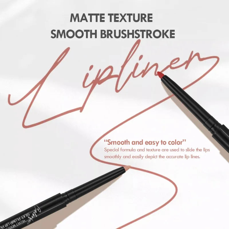 Crayon Lipliner Mat Waterproof – 12 Couleurs Longue Tenue | Contour Lèvres Hydratant