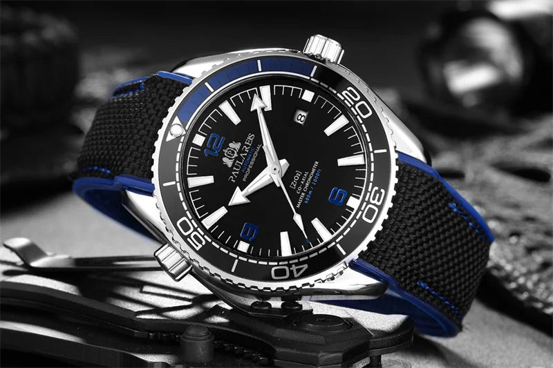 Herrenarmbanduhr Automatik Mechanisch Luxus – Gummiarmband Leuchtend Wasserdicht Kalender