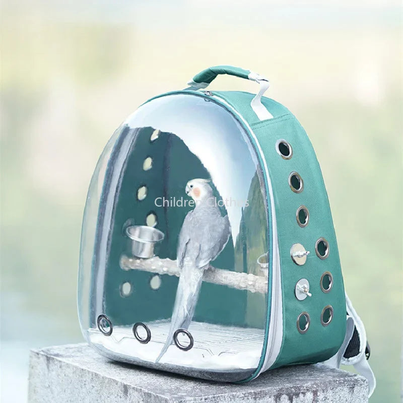 Sac Transport Perroquet & Oiseaux Backpack Acrylique – Perchoir, Mangeoire, Cage Portable | Perruche, Cocatièl & Lapin