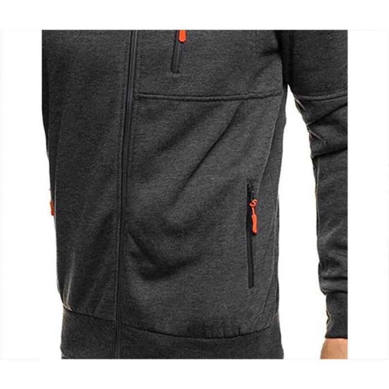 Hoodie Zippé Homme Couleur Unie – Veste Sport Casual Confortable Manches Longues Printemps Automne | Mode Homme Premium