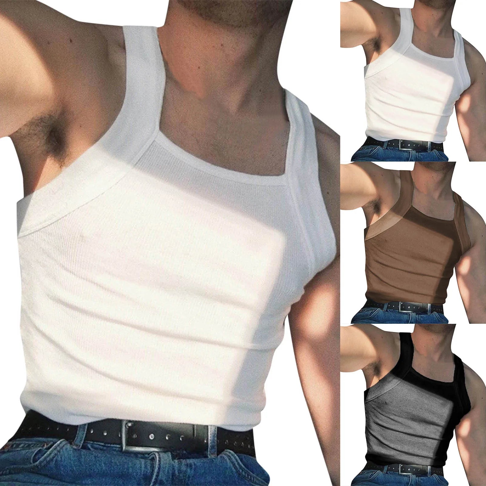 Débardeur Homme Sport Couleur Unie Col Rond Sans Manches Skinny Gym Streetwear Casual Fête S-5XL – Fitness Été | Mode Homme Premium