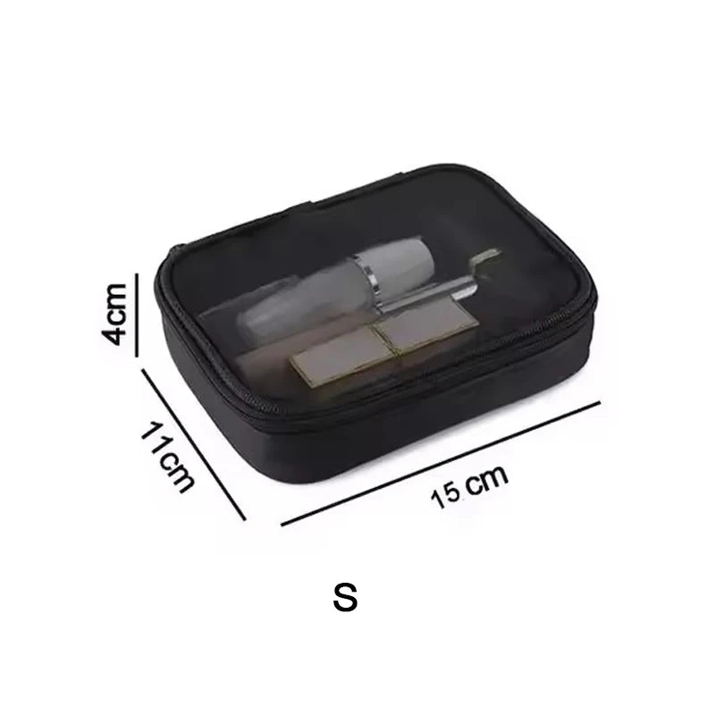 Trousse Maquillage Filet Noir Voyage – Fermeture Éclair | Organisateur Cosmétique Portable