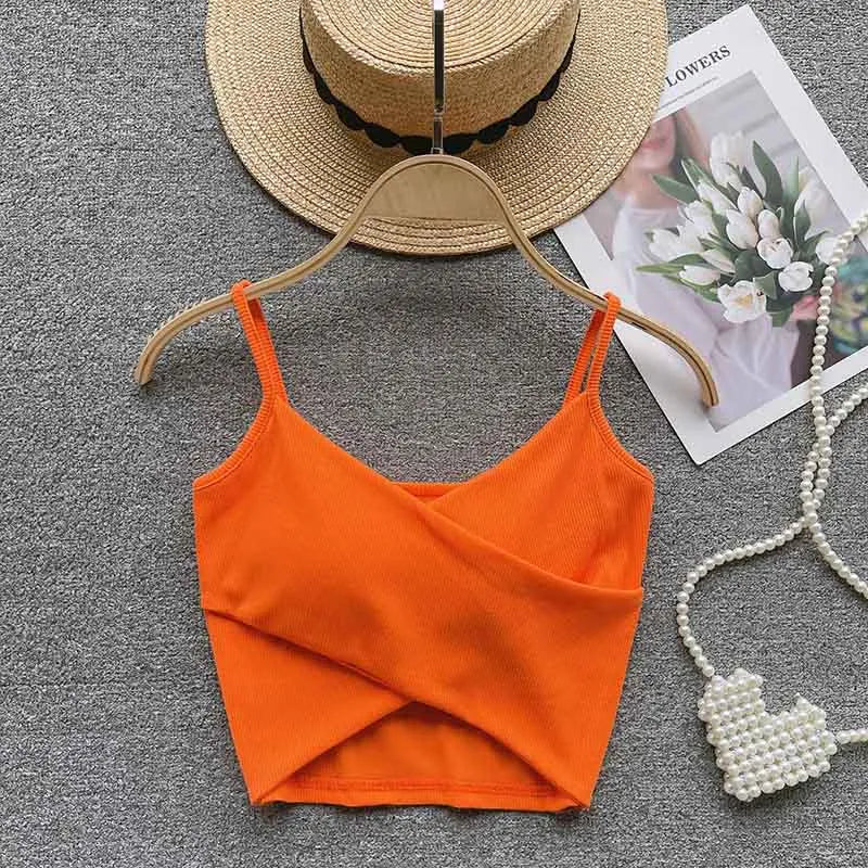 Caraco Femme Bretelles Irrégulières Uni Slim Chic Y2K – Top Sport Élégant Casual & Tendance