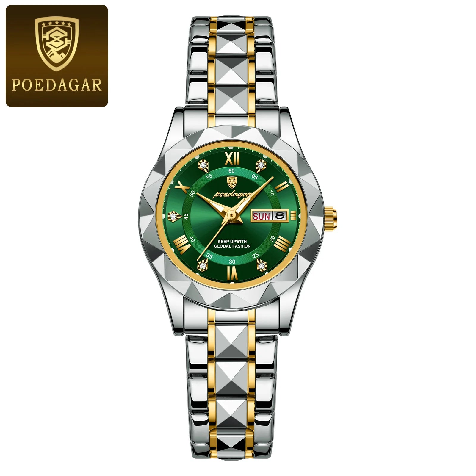 Montre Femme POEDAGAR Élégante Luxe Quartz – Lumineuse Étanche Semaine Date Acier Fashion