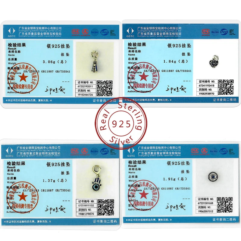 Charm Argent 925 Bleu Rotatif – Œil Démon, Main, Lune & Ciel Étoilé | Perle Pendentif Bracelet Femme | Bijou Spirituel & Mystique