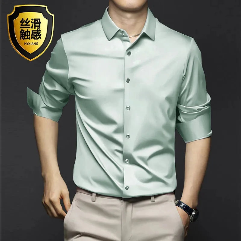Chemise Homme Manches Longues Anti-Froissage Sans Repassage Business Dress Haut de Gamme Professionnelle Blanche S-5XL | Mode Homme Élégant Premium