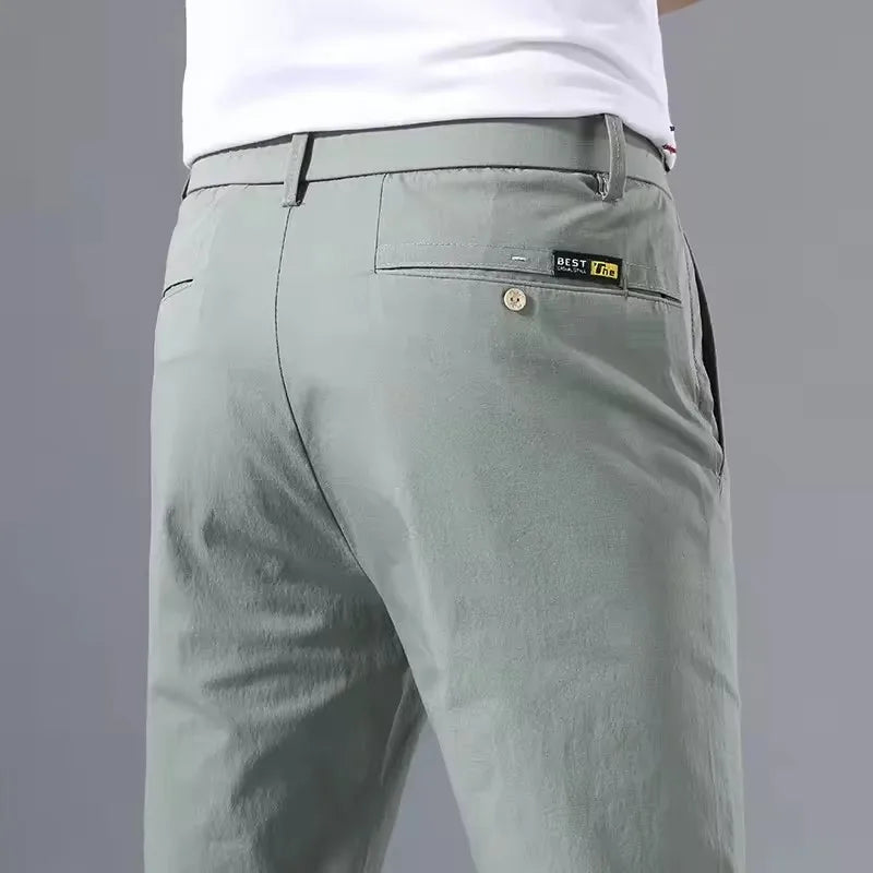 Pantalon Homme Slim Coton Stretch – Business Casual Golf Style Coréen Léger Printemps Automne | Mode Homme Premium