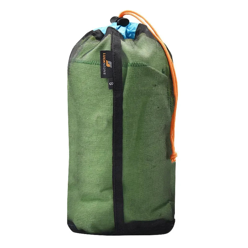Ultraleichter Nylon-Netzbeutel mit Kordelzug – Aufbewahrungsschlafsack für Reise, Wandern, Camping, Outdoor S/M/L/XL/XXL