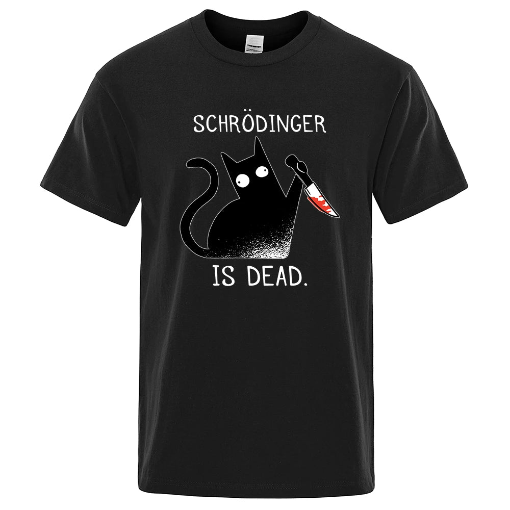 T-Shirt Homme Chat Noir Schrödinger Humour Science Coton Doux Oversize Manches Courtes Streetwear Pop Culture Geek Tendance Confortable – T-Shirt Geek Premium Chat Schrödinger Oversize | Mode Homme Pop Culture Geek Premium