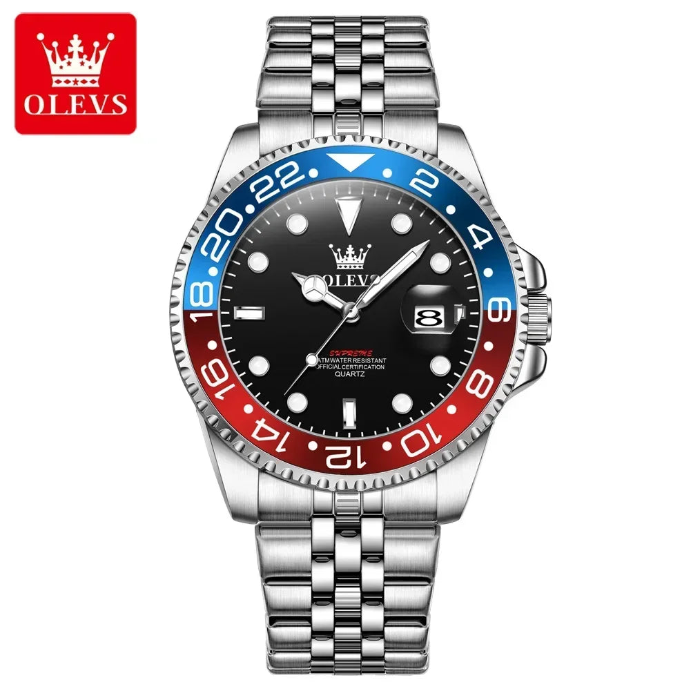 Montre Homme OLEVS 5657 Quartz Sport – Acier Inoxydable Lumineux Étanche 30M Date Cadeau