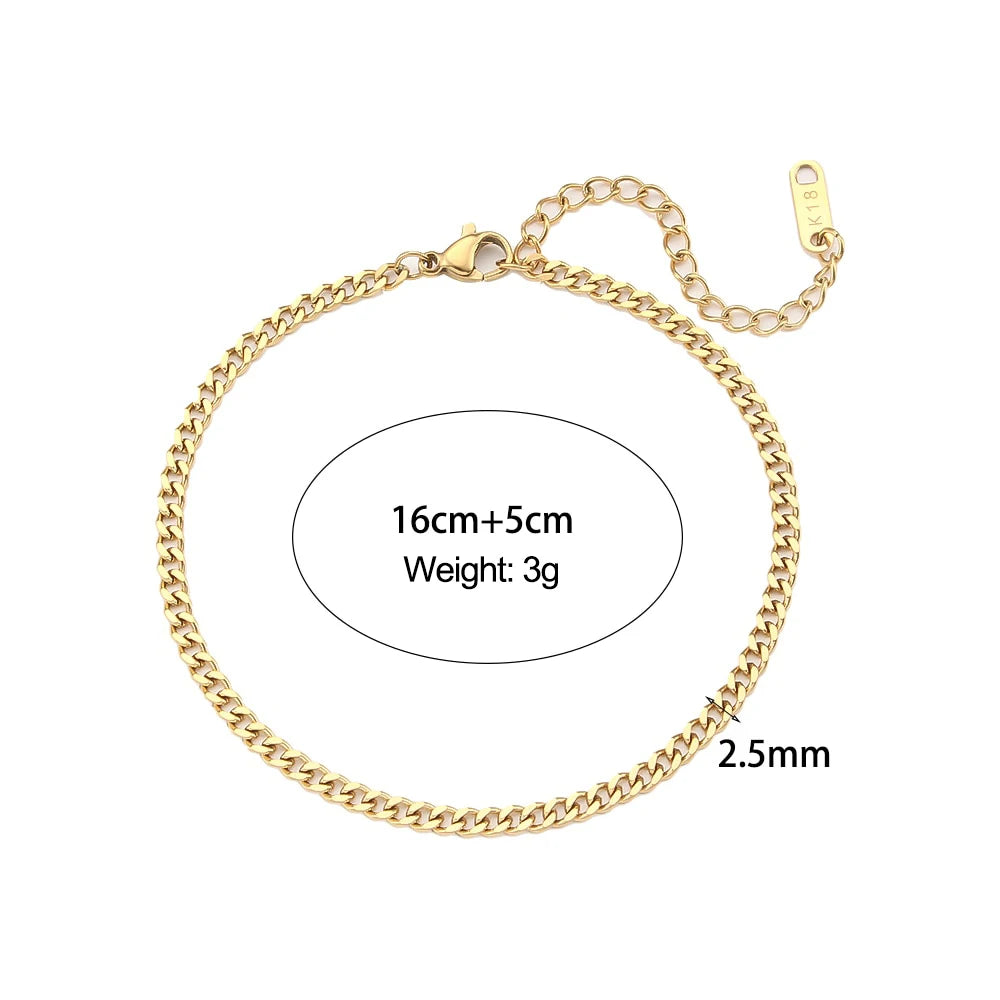 Bracelet Cuban Chain Plaqué Or 18k Acier Inoxydable 316L E.B.belle – Style Minimaliste Streetwear Unisexe | Bijou Homme & Femme Tendance & Anti-Ternissement