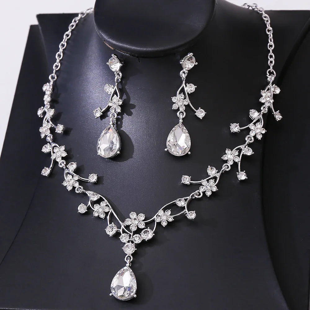 DIEZI Parure Couronne Baroque Mariage Cristal Opale – Tiare Collier Boucles Princesse