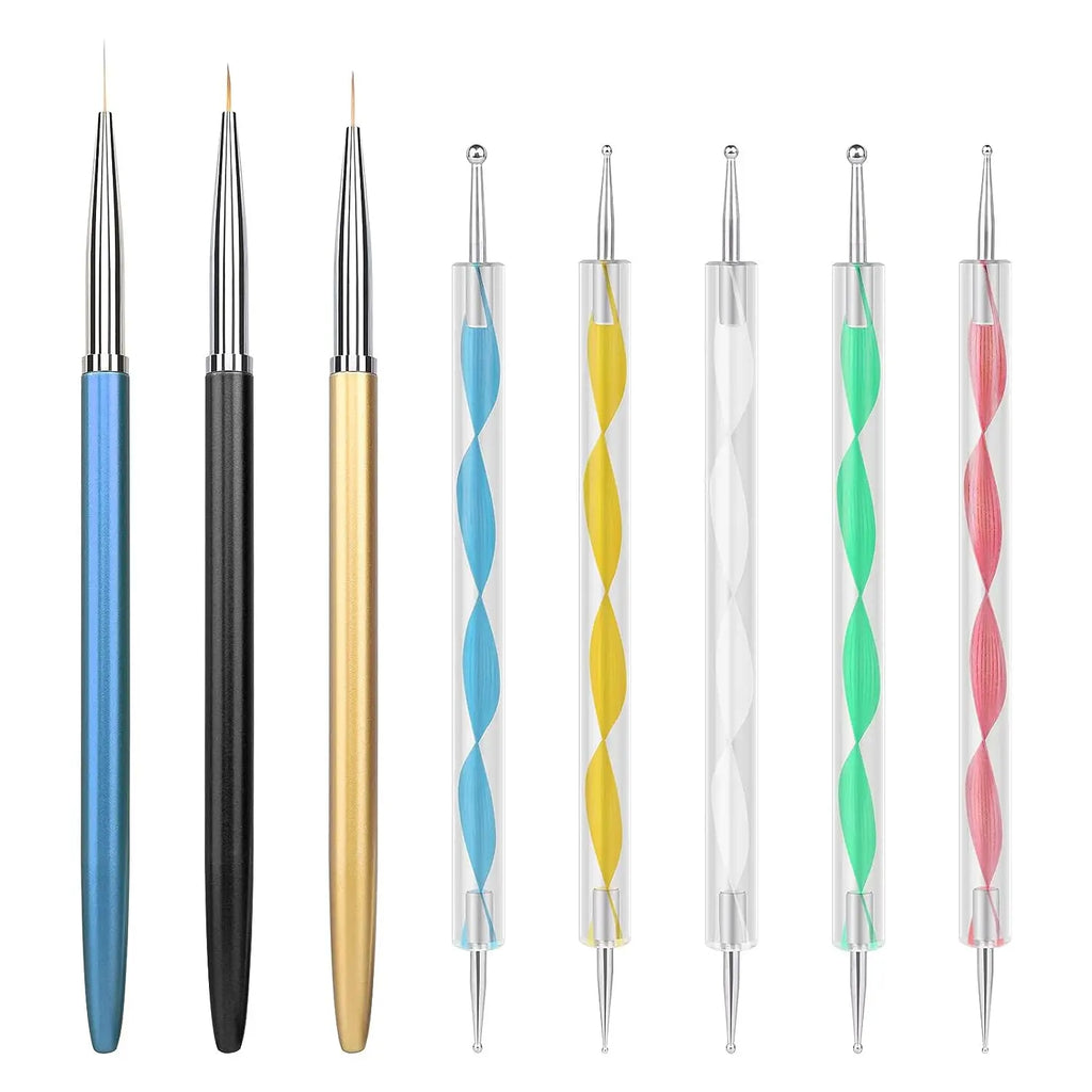 Set Pinceaux Nail Art Professionnel – Acrylique UV Gel Dessin & Dotting | Outils Manucure & Maquillage
