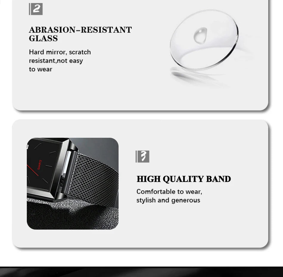 Herrenuhr Minimalistisch Ultra-Slim Quarz – Milanaise-Armband Business Casual Leicht