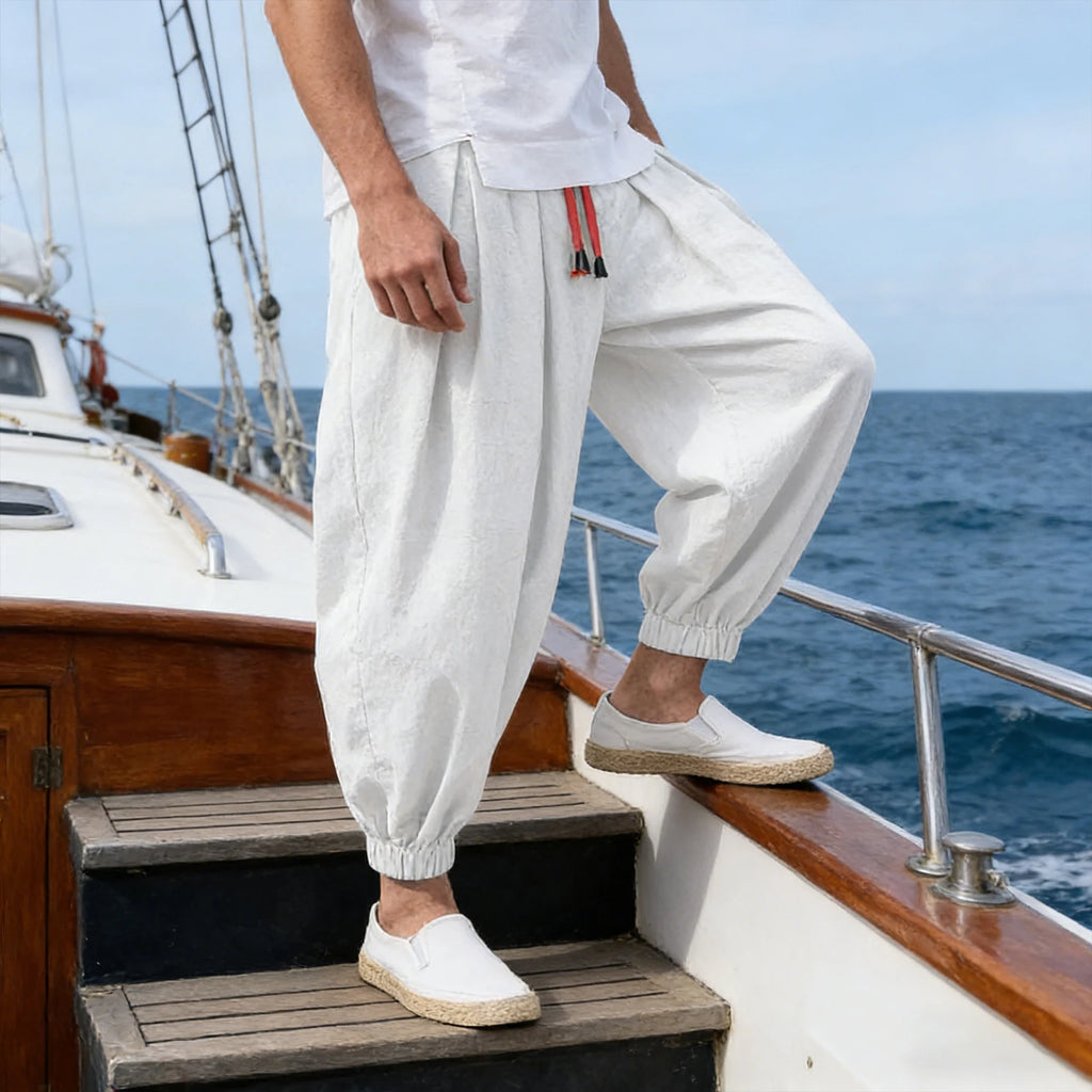Pantalon Homme Style Chinois Casual Plage Été Voyage Léger Confortable Printemps Automne Fashion Tendance – Pantalon Ethnique Chic Vacances | Mode Homme Premium