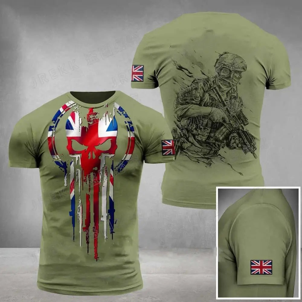 T-Shirt Homme Drapeau Britannique Graphic 3D Imprimé Camouflage Terrain Gym Haute Qualité Manches Courtes Été Casual Patriotique Tendance Confortable – T-Shirt Graphic 3D Premium Drapeau Britannique Camouflage | Mode Homme Graphic Premium